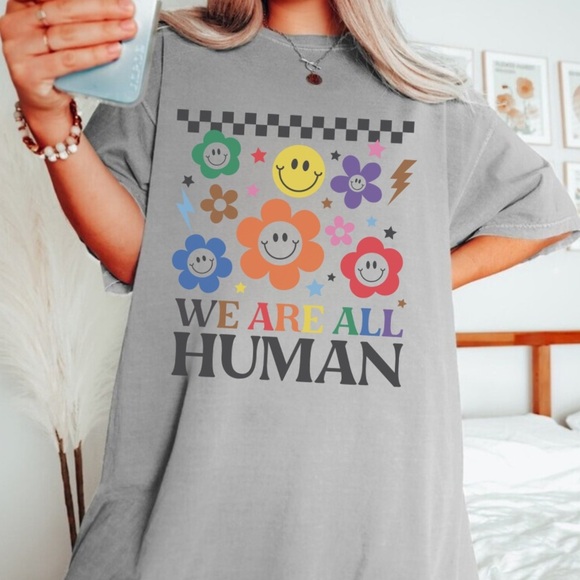 Pride we are all human graphic t shirt S-4X - Picture 1 of 3